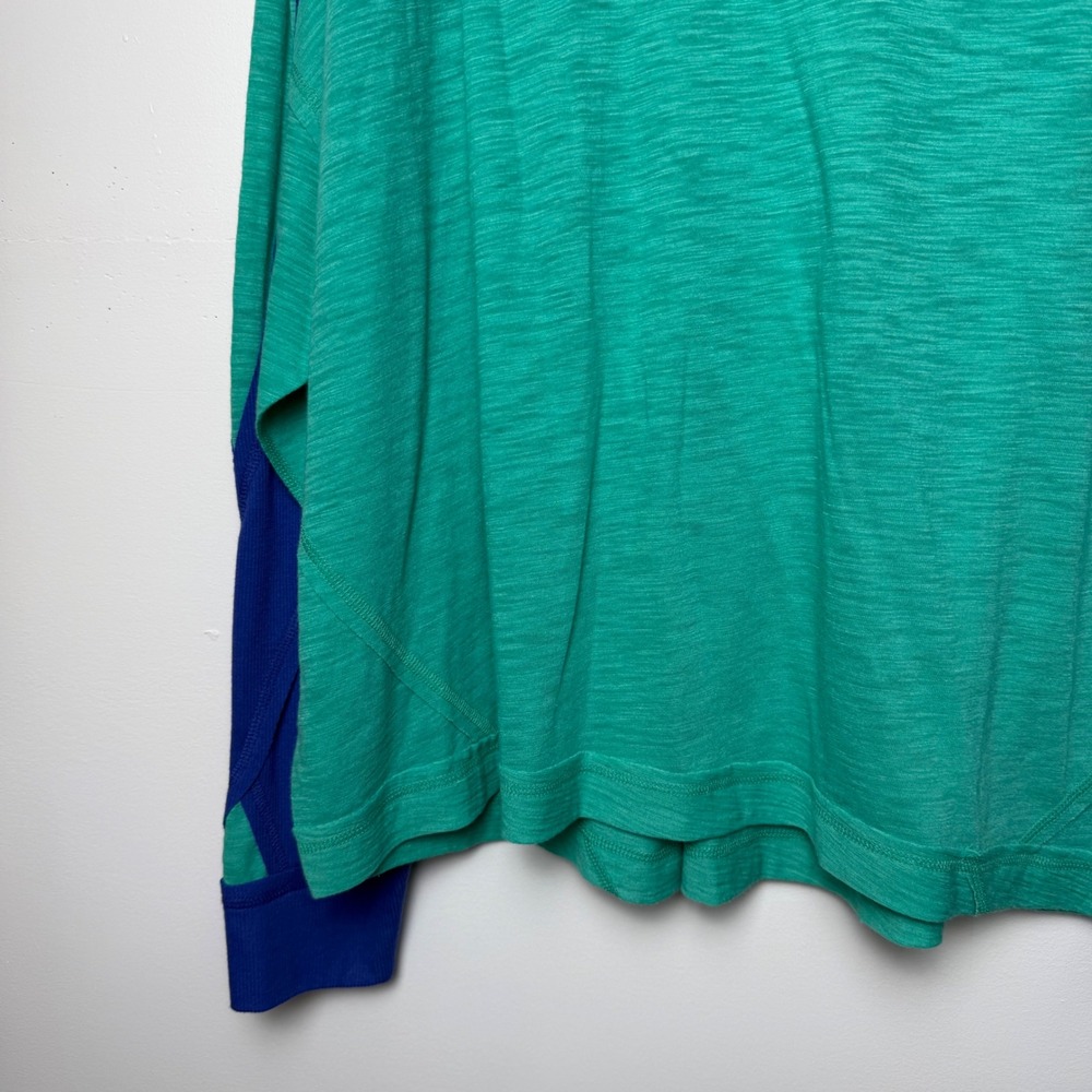 Free People With Tag Colorblock Long Sleeve Top Green Blue Knit Crew Neck Sz L - Picture 3 of 9